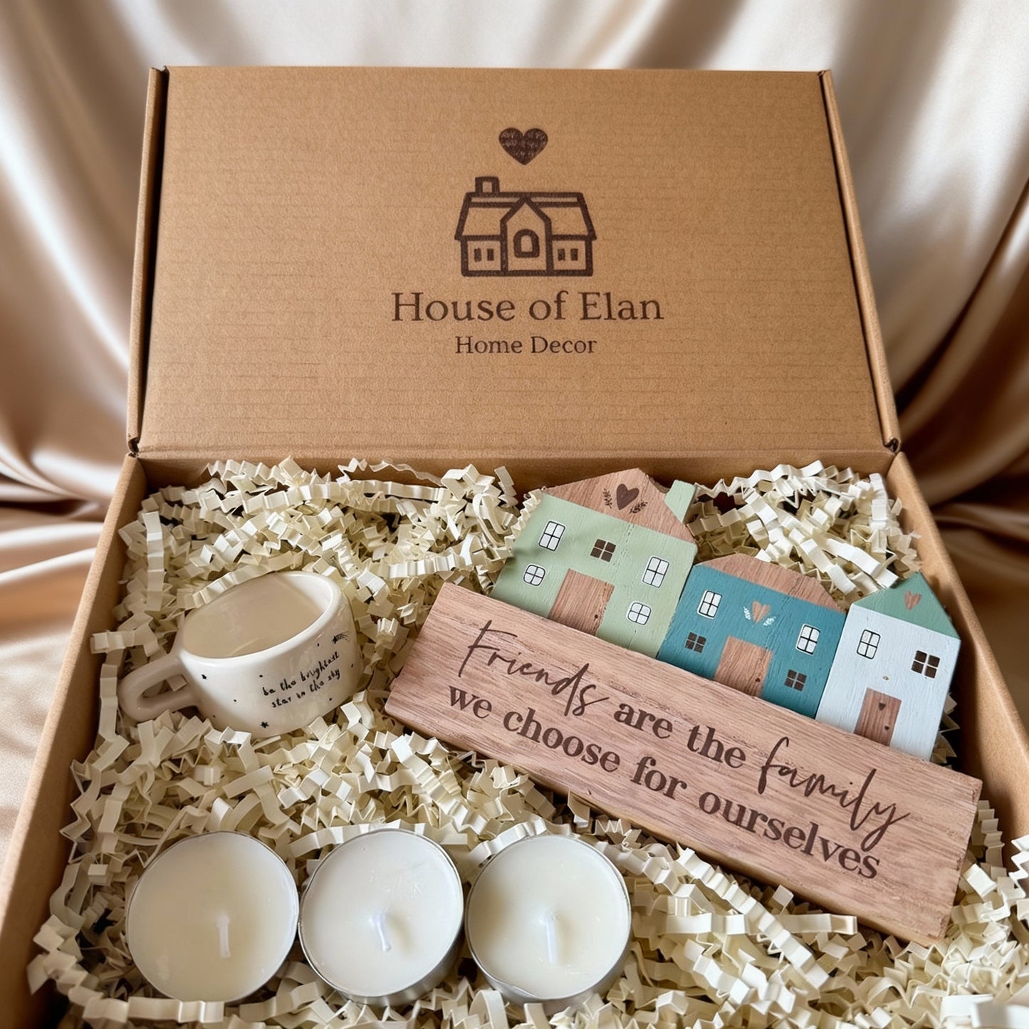 Friendship Gift Box| Wooden Plaque & Tealight Set for Best Friend