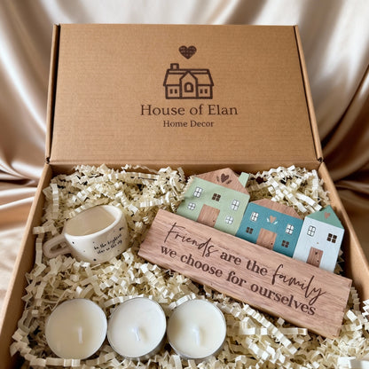 Friendship Gift Box| Wooden Plaque & Tealight Set for Best Friend