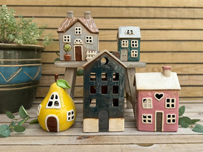 Cool Blue House Candle Holder, 23CM.
