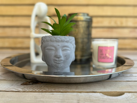 Buddha Head Plant Pot With Artificial  Succulent