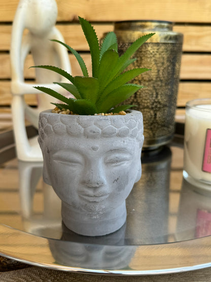 Buddha Head Plant Pot With Artificial  Succulent