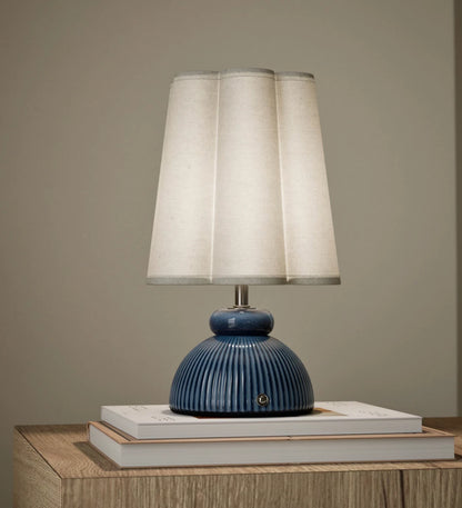 Ribbed Scallop Rechargeable Table Lamp - Blue
