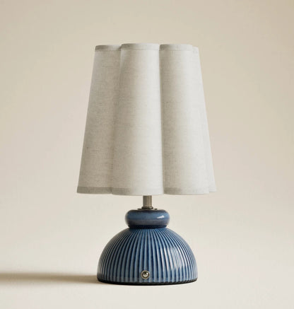Ribbed Scallop Rechargeable Table Lamp - Blue