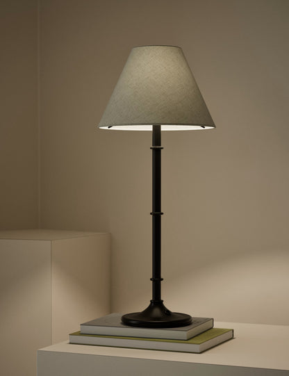 Metal Ribbed Table Lamp - Black