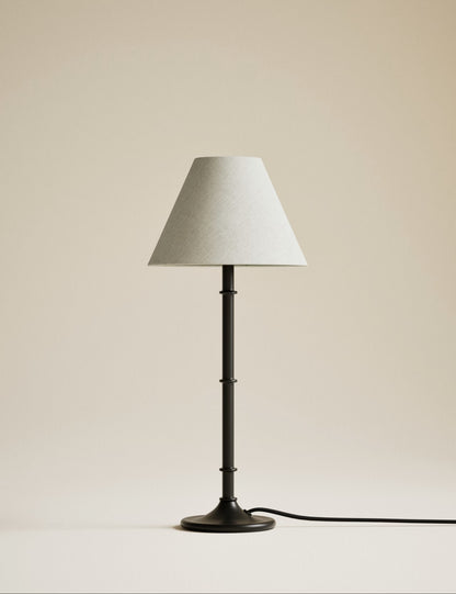 Metal Ribbed Table Lamp - Black