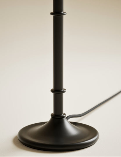 Metal Ribbed Table Lamp - Black