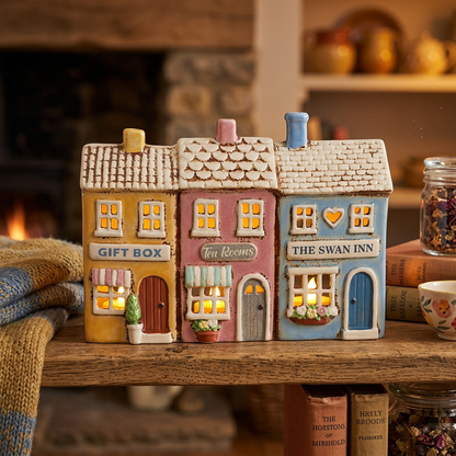 Village Pottery Row Of Shops Tealight