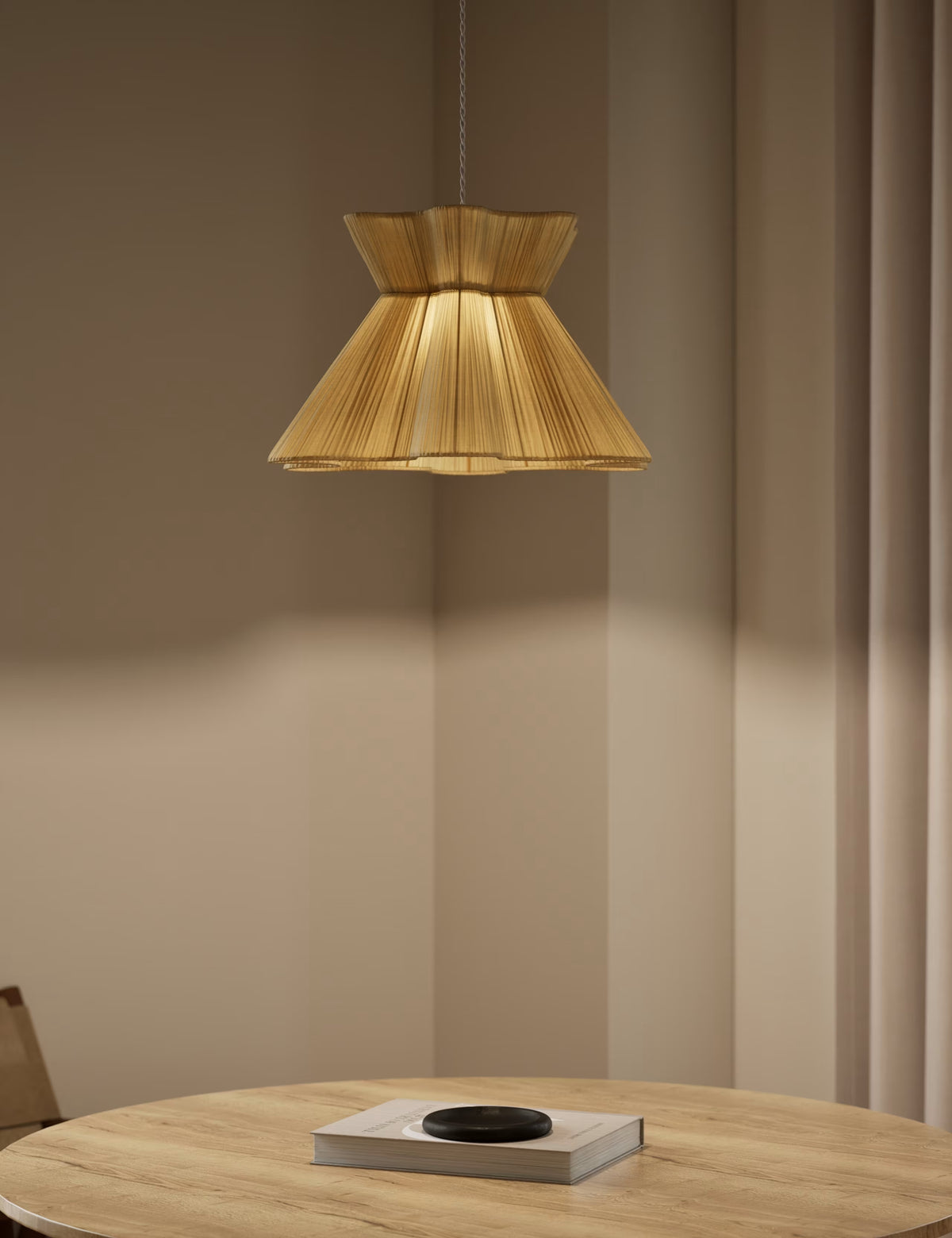 Scallop Pleated Fabric Easy Fit Ceiling Lamp Shade -Cream