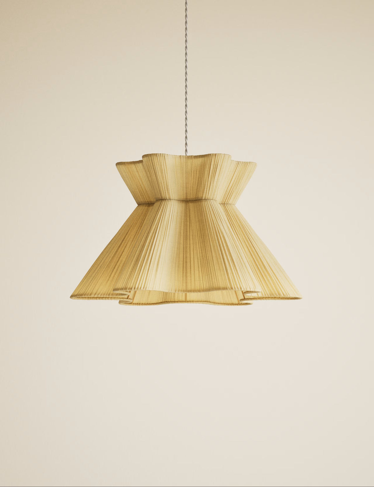 Scallop Pleated Fabric Easy Fit Ceiling Lamp Shade -Cream