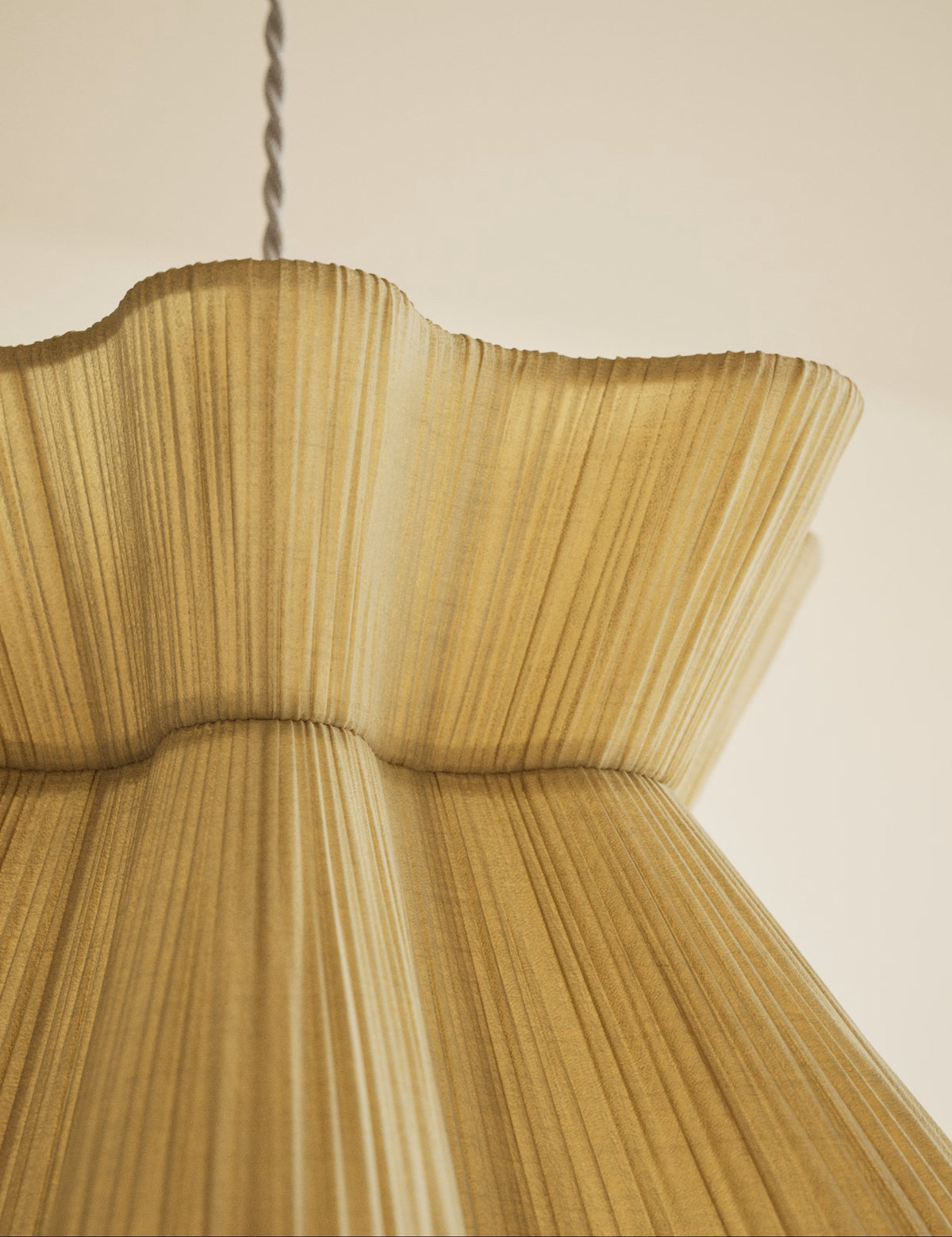 Scallop Pleated Fabric Easy Fit Ceiling Lamp Shade -Cream