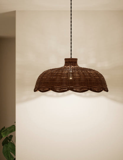 Scallop Rattan Shade - Brown