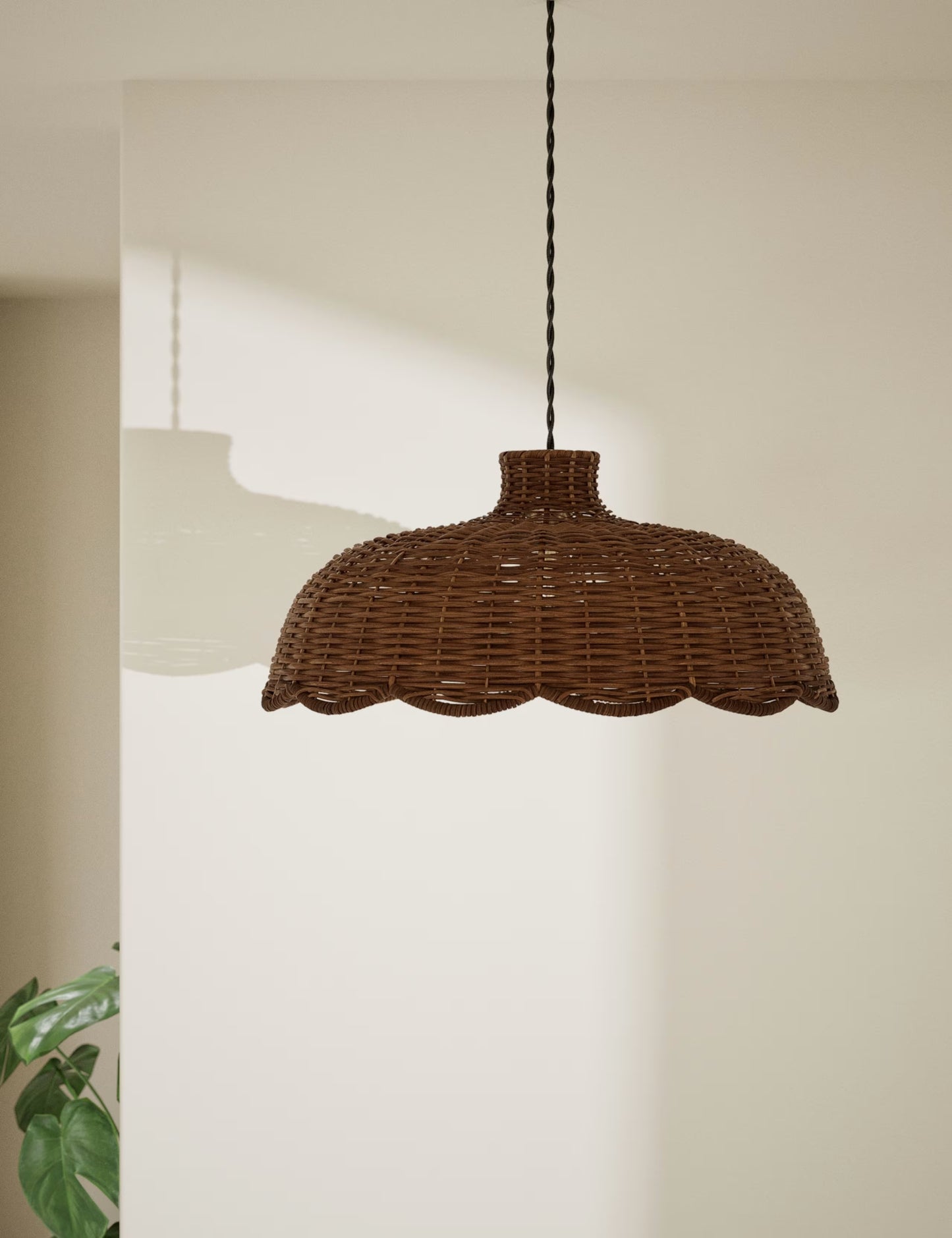Scallop Rattan Shade - Brown