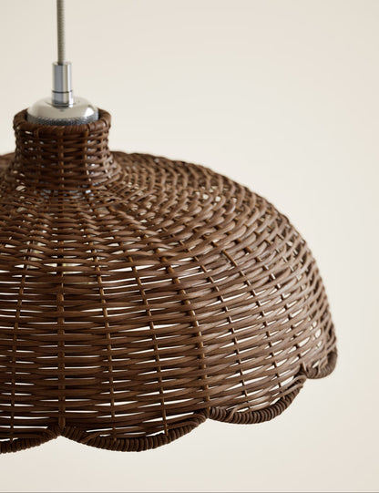 Scallop Rattan Shade - Brown