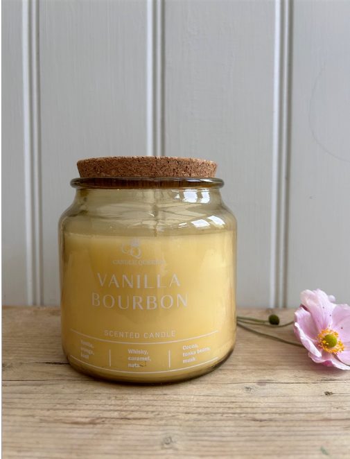 Candle Queen Luxury Candle Jar With Cork Lid - Vanilla Bourbon