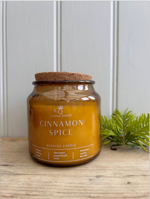 Candle Queen Luxury Candle Jar With Cork Lid - Cinnamon Spice 10cm