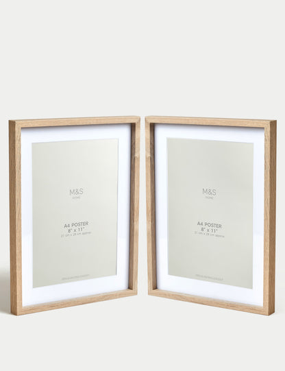 Set of 2 Photo Frames A4 - Natural Wood