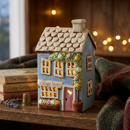 Village Pottery Village Stores Tealight Holder - Ceramic House