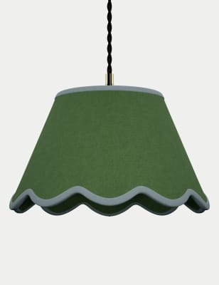 Large Scallop Trim Lamp Shade - Sage