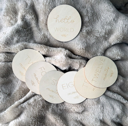 Baby Milestone Wooden Discs