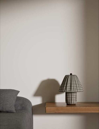 Full Pleat Gingham Table  Lamp - Green